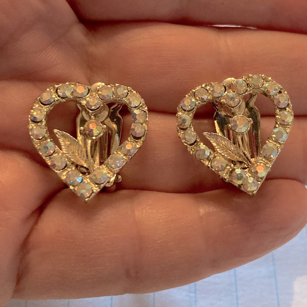 Vintage 1950s era Iridescent clip back earrings